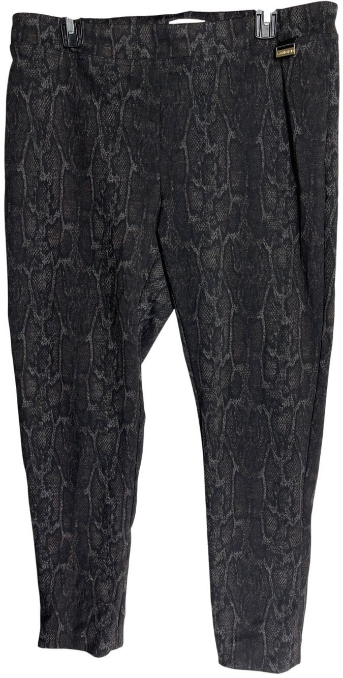 Calvin Klein Pull On Pants Womens Size L Brown Snakeskin Print High Rise Y2K